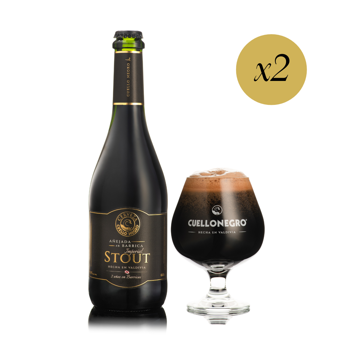 Stout Añejada en Barrica - Botella (660cc) / 2 Cajas - 2 botellas - 2 copas